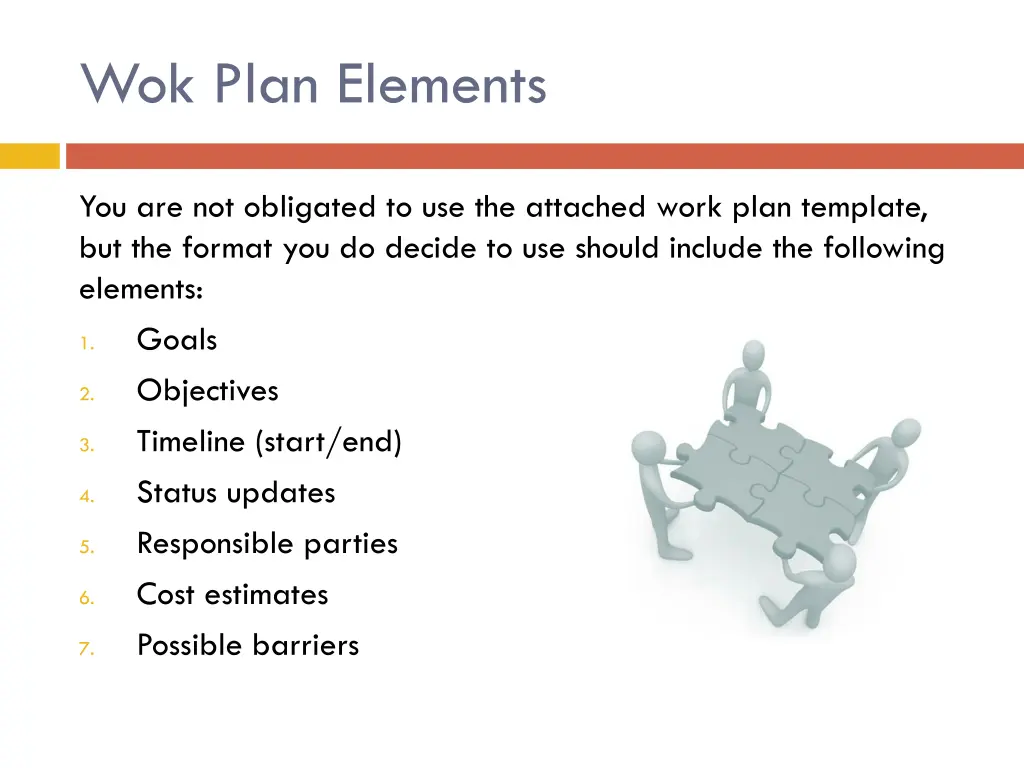 wok plan elements