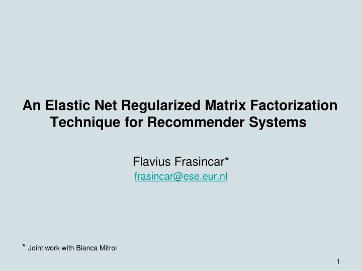 an elastic net regularized matrix factorization