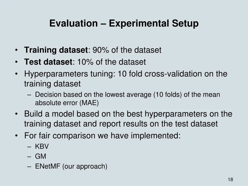 evaluation experimental setup