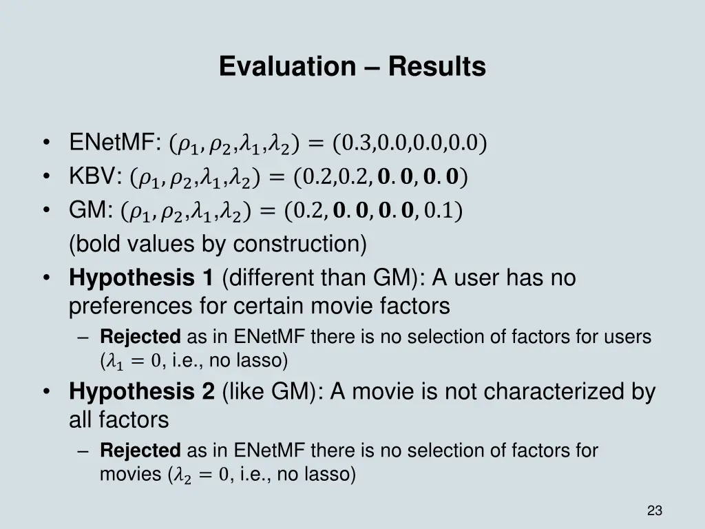 evaluation results