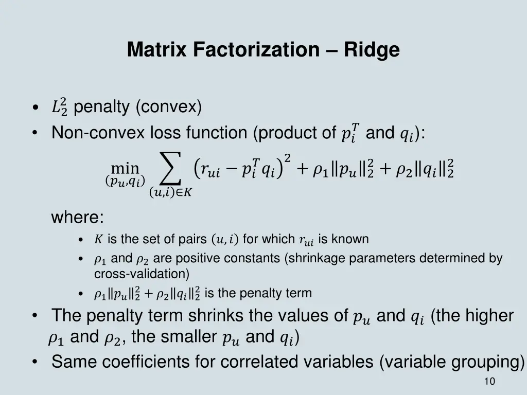 matrix factorization ridge