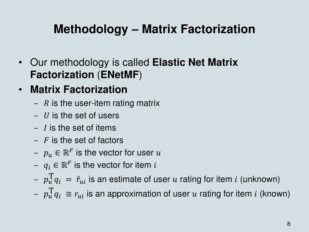 methodology matrix factorization