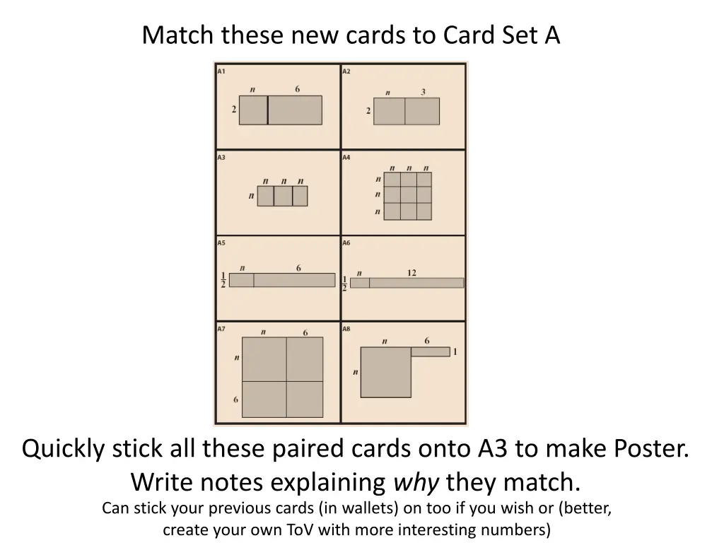 match these new cards to card set a