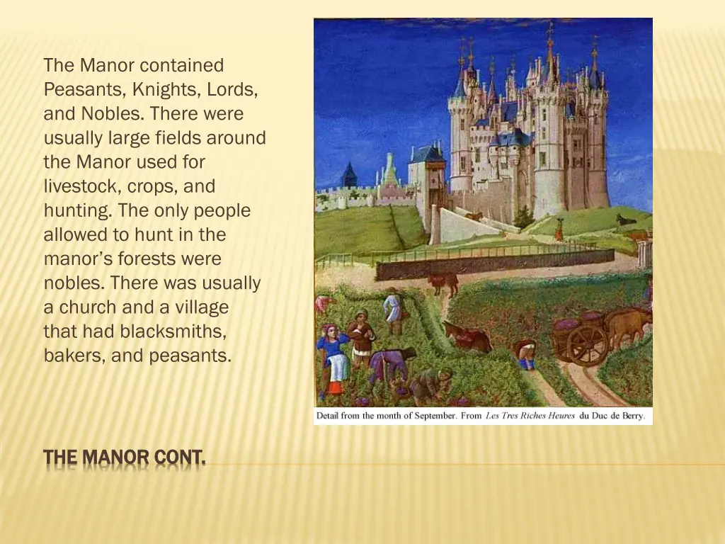 the manor contained peasants knights lords