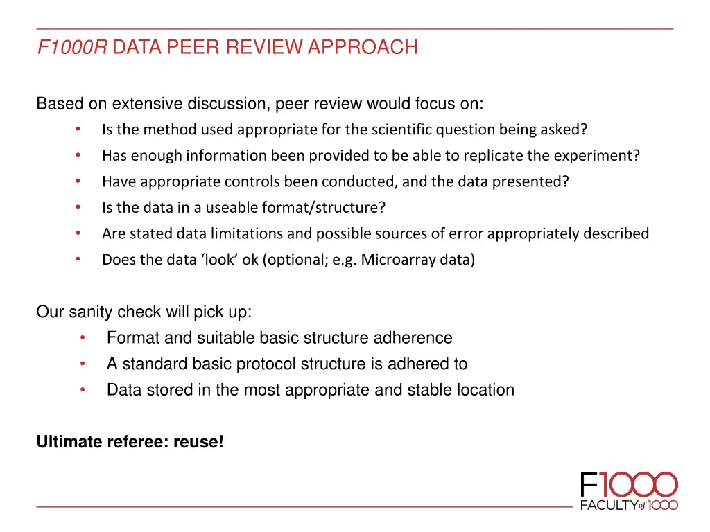 f1000r data peer review approach