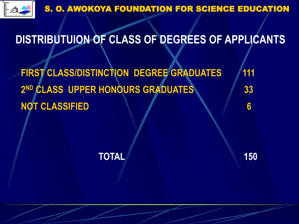 s o awokoya foundation for science education 2