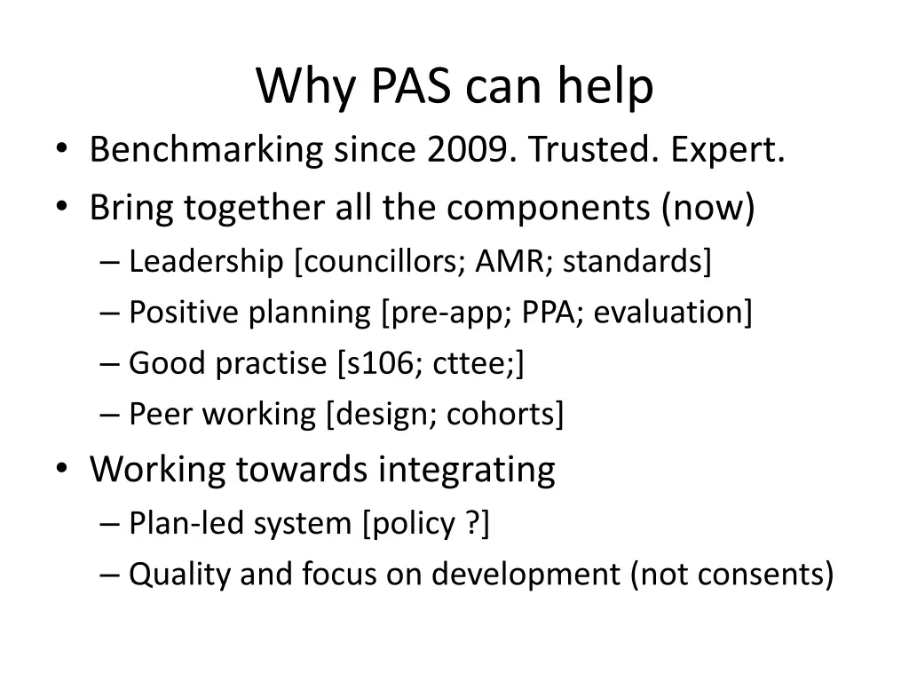 why pas can help benchmarking since 2009 trusted 1