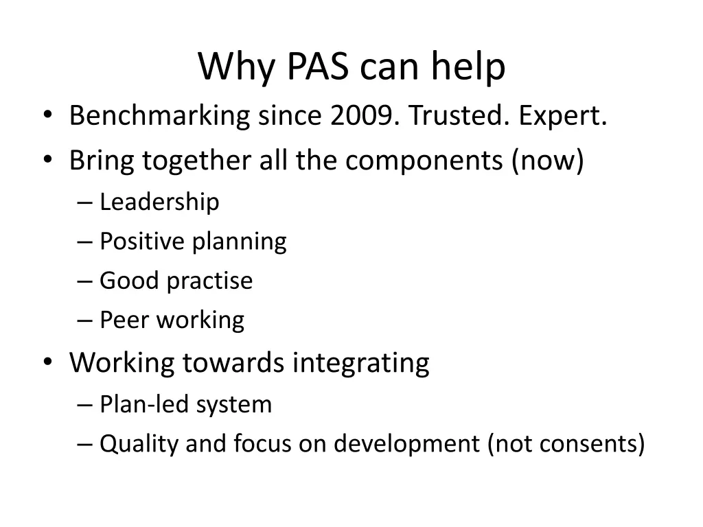 why pas can help benchmarking since 2009 trusted