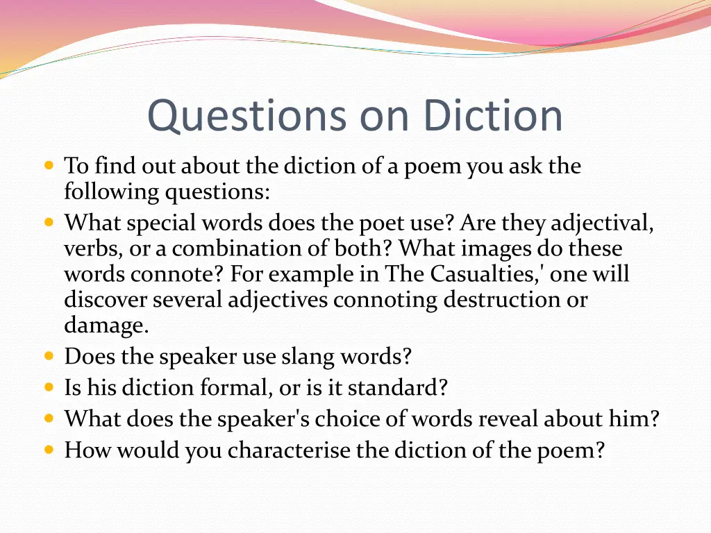 questions on diction