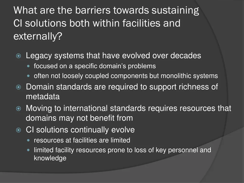 what are the barriers towards sustaining