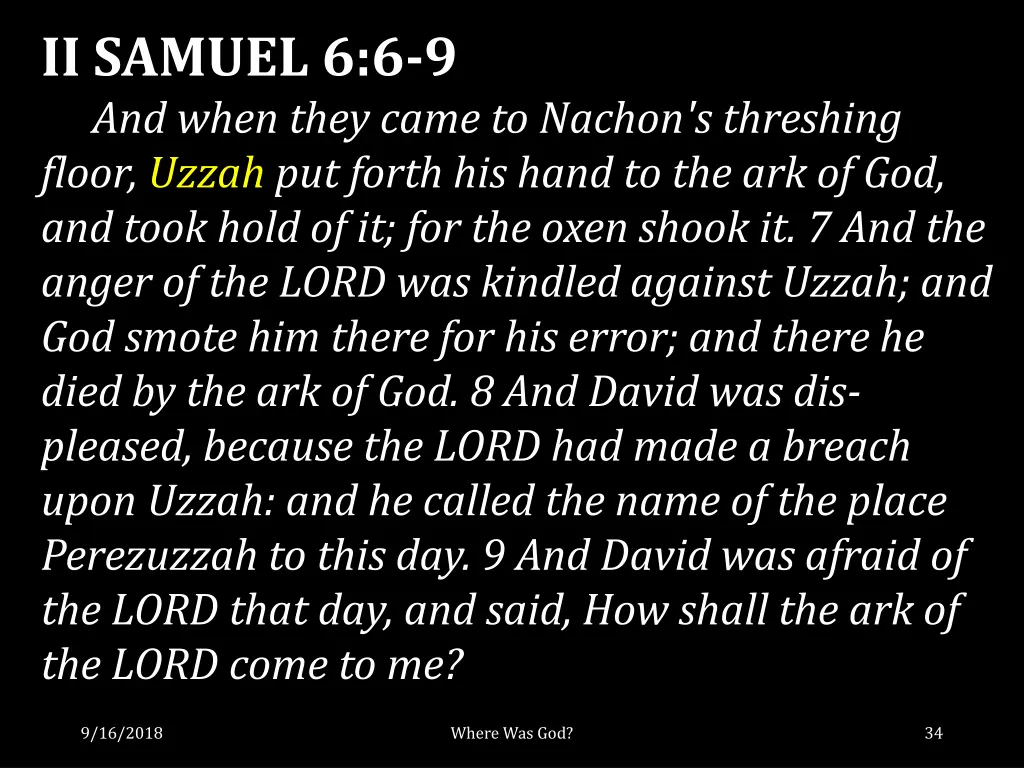 ii samuel 6 6 9 and when they came to nachon