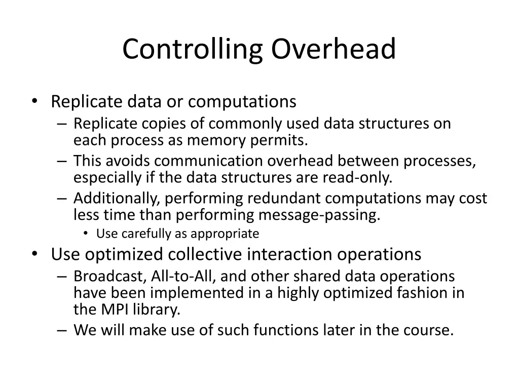 controlling overhead 1