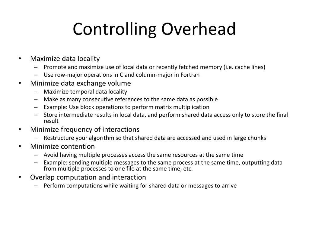 controlling overhead