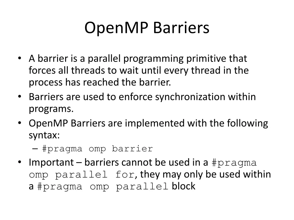 openmp barriers