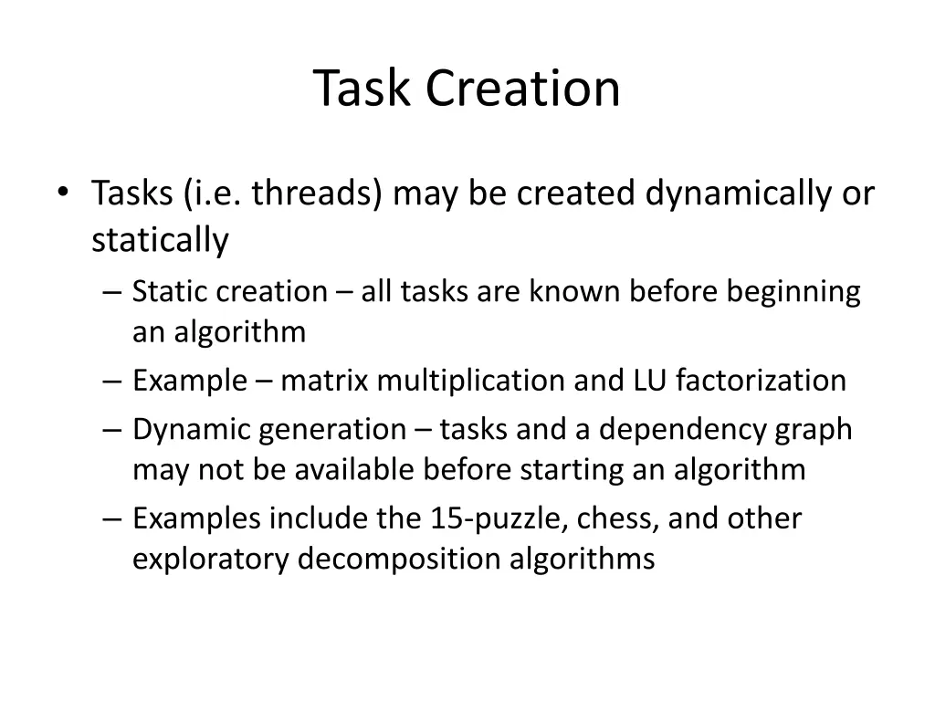 task creation