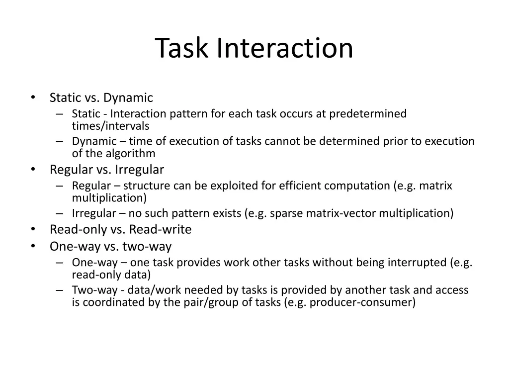 task interaction