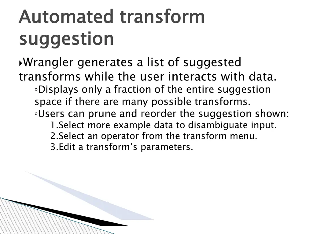 automated transform suggestion