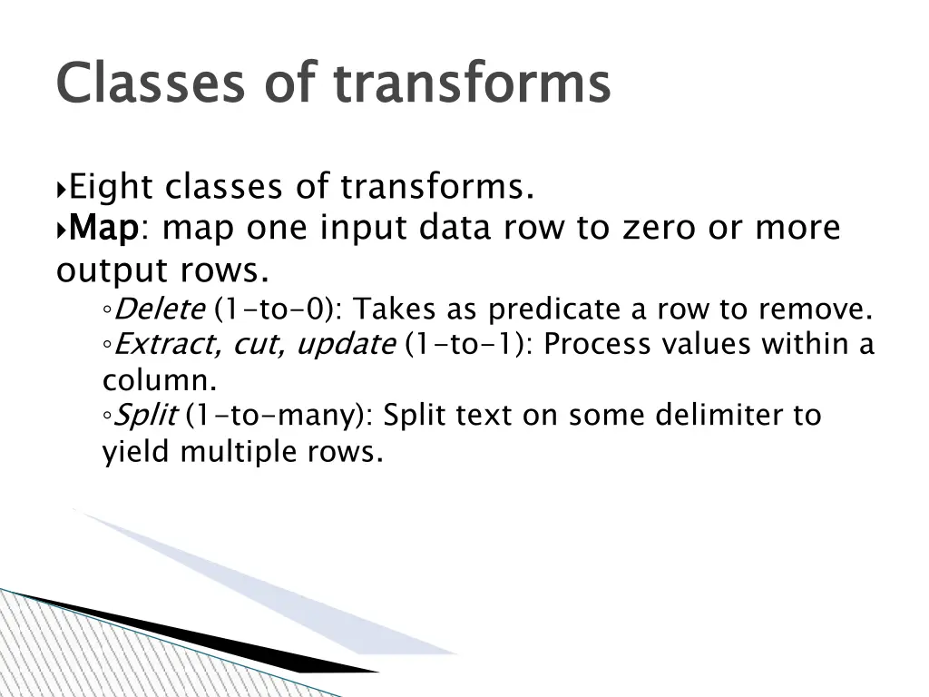 classes of transforms