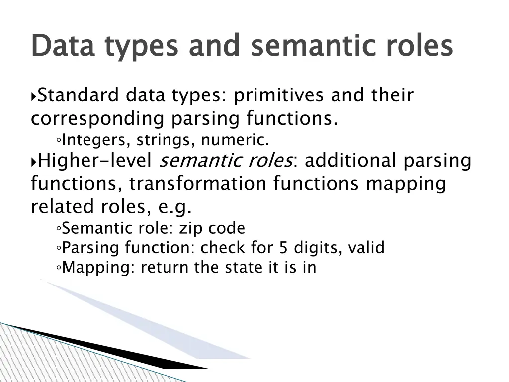 data types and semantic roles