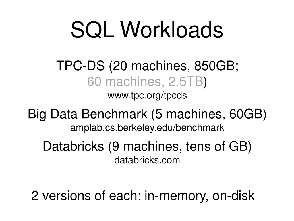 sql workloads