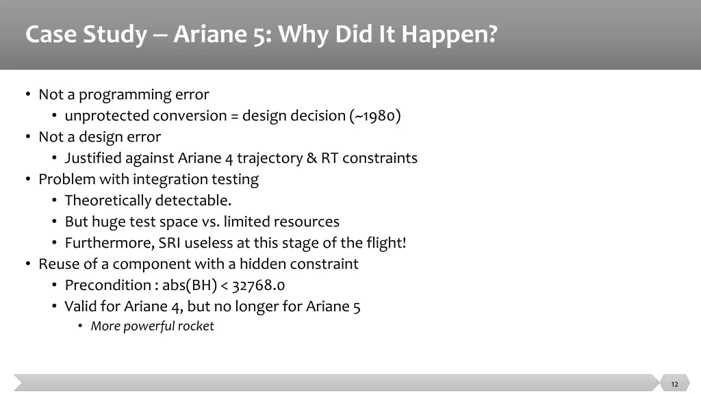 case study ariane 5 why did it happen