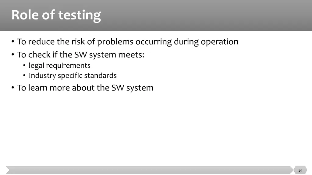 role of testing 1