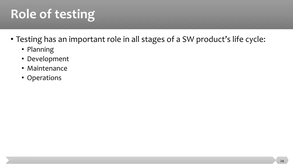 role of testing