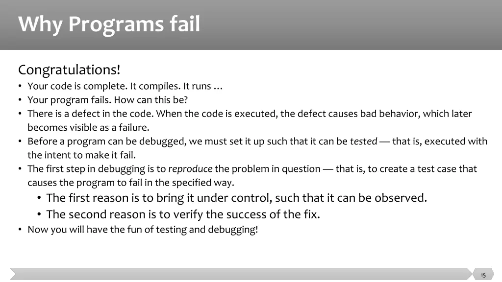 why programs fail