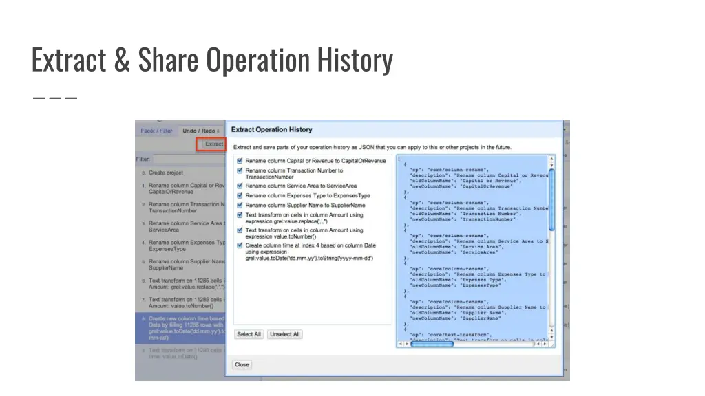 extract share operation history