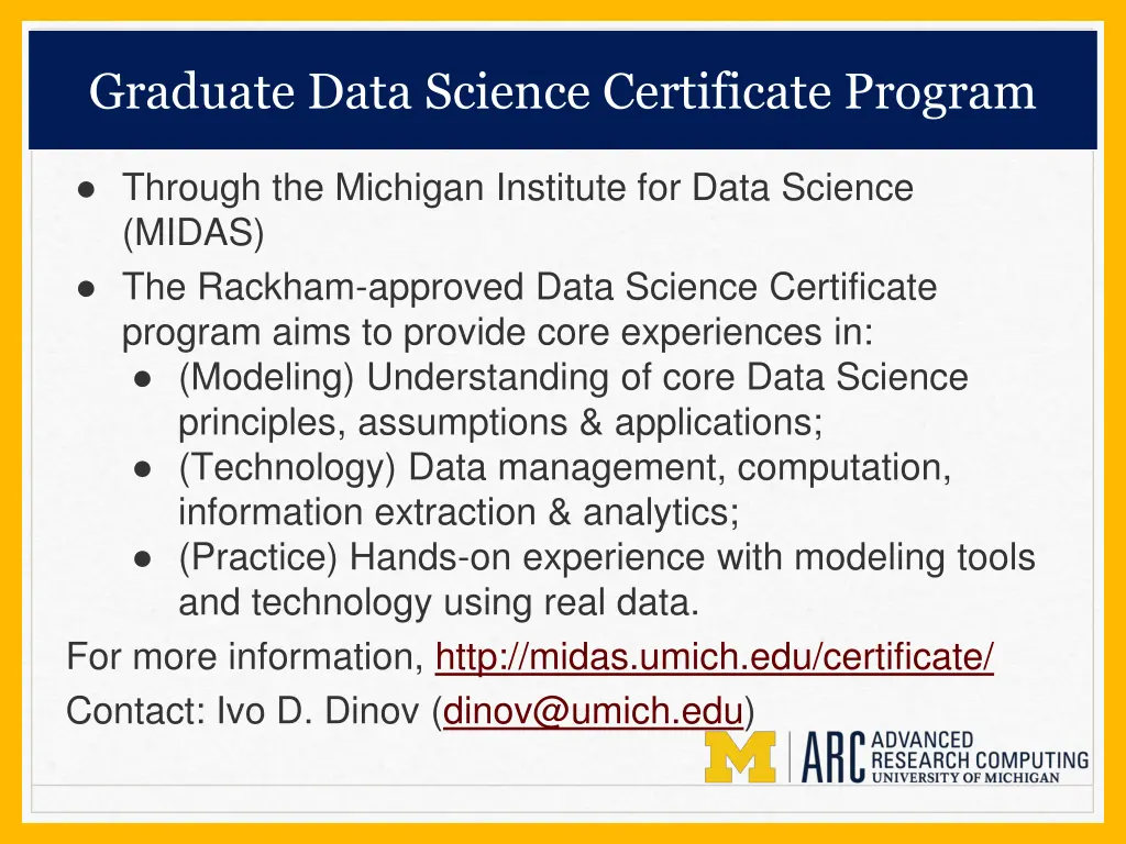 graduate data science certificate program