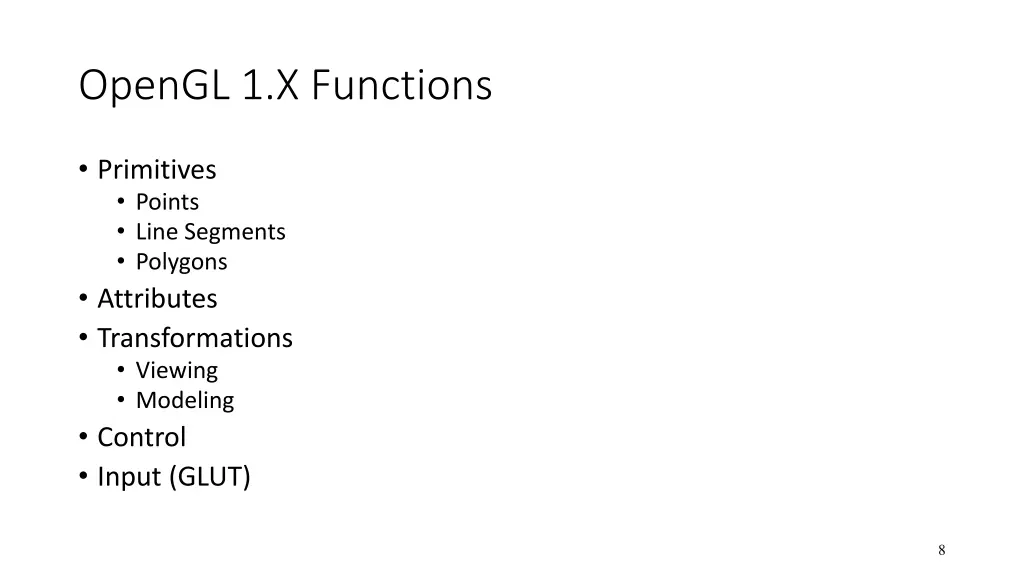 opengl 1 x functions