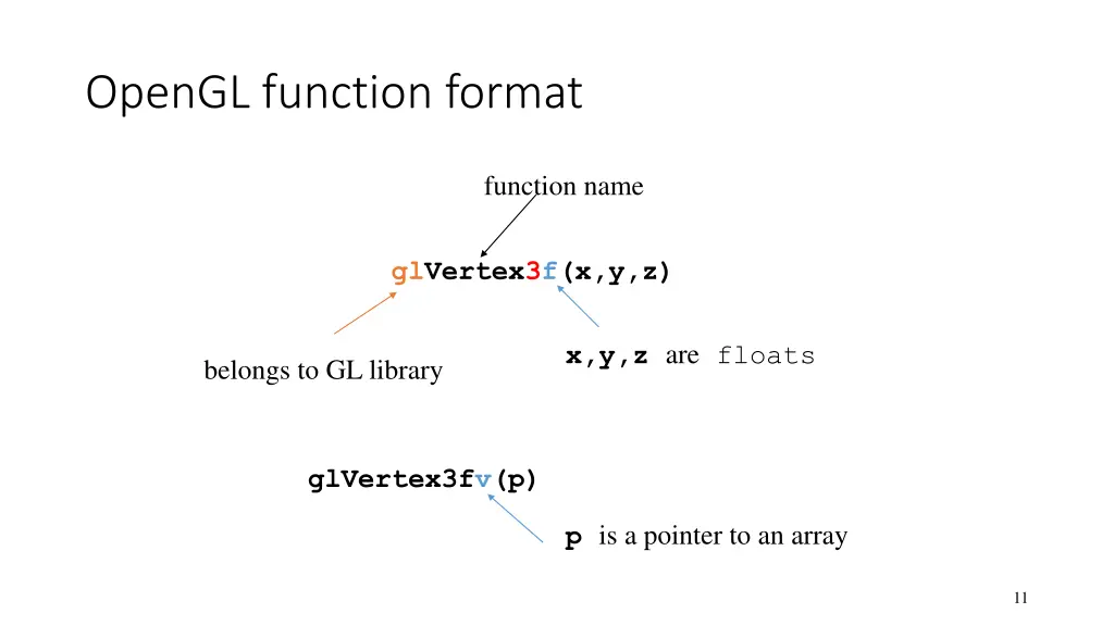 opengl function format