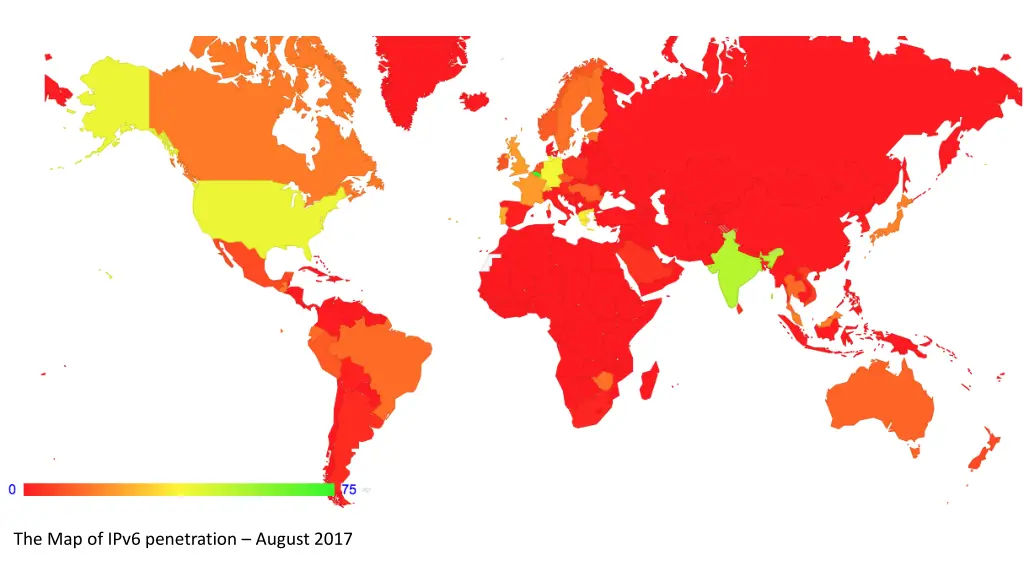 the map of ipv6 penetration august 2017