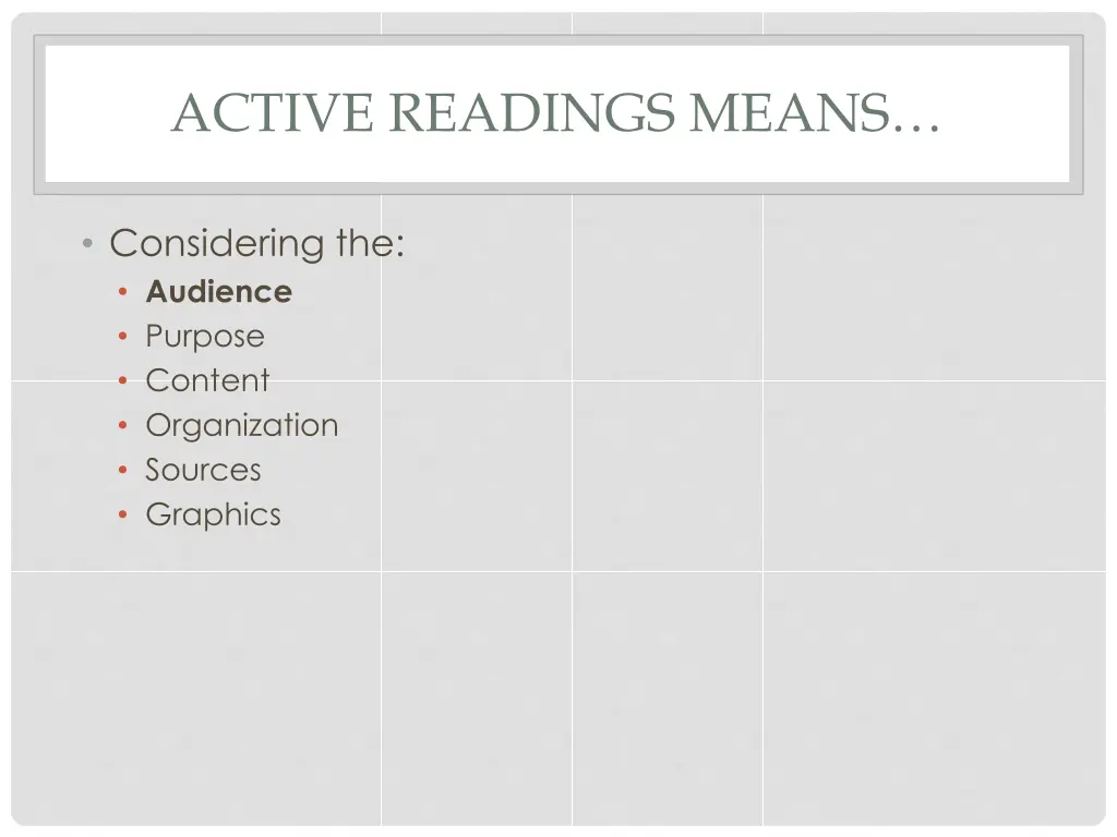 active readings means