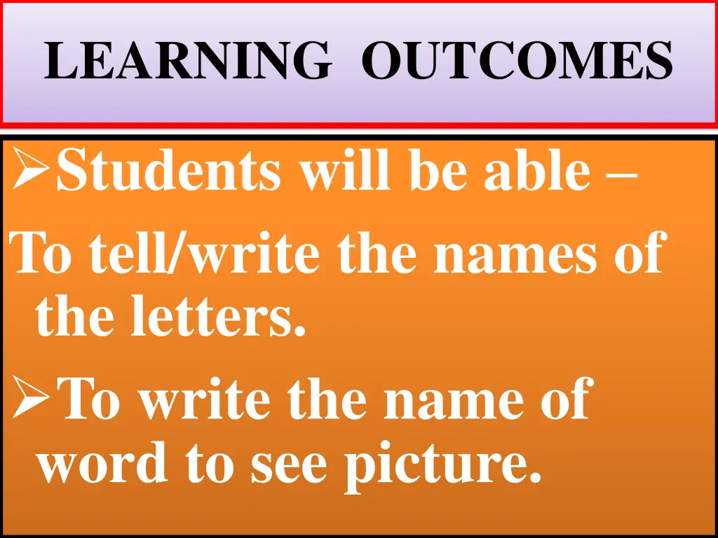 learning outcomes