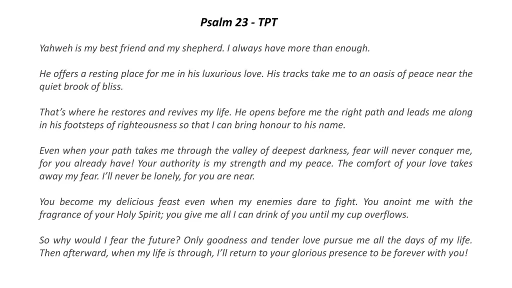 psalm 23 tpt