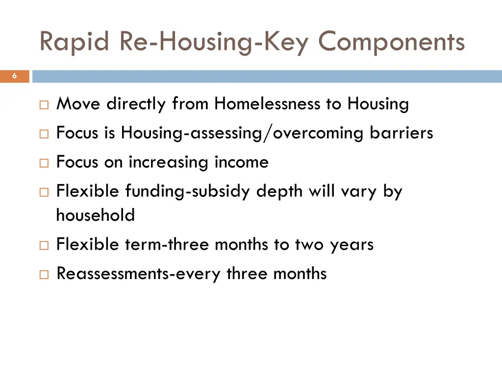 rapid re housing key components