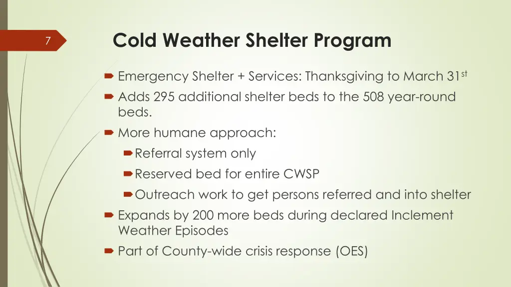 cold weather shelter program