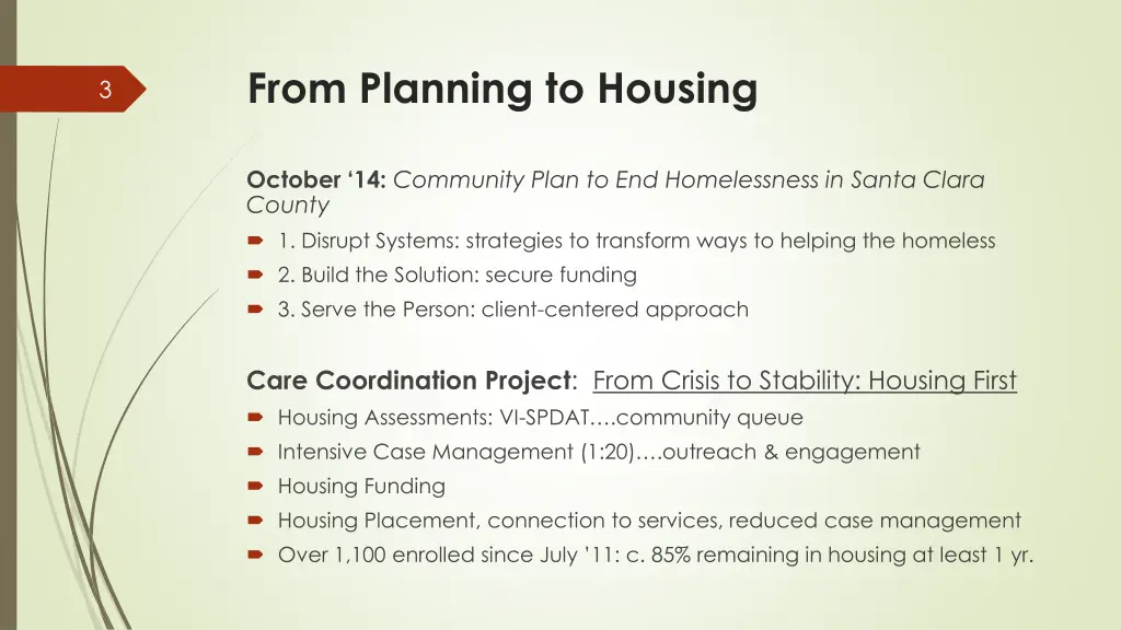 from planning to housing