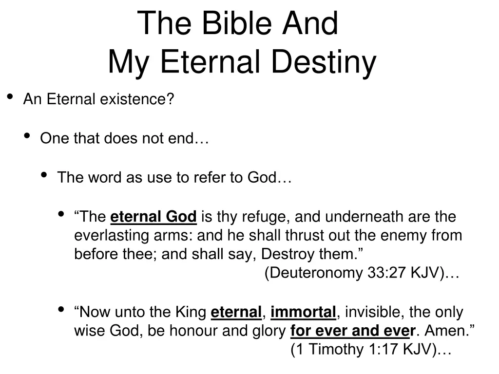 the bible and my eternal destiny an eternal