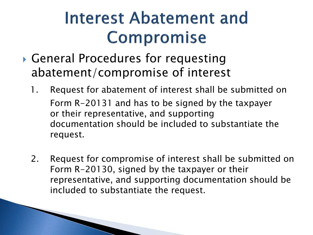 general procedures for requesting abatement