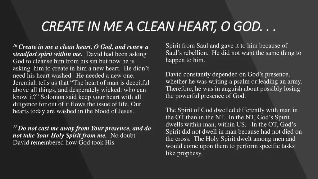 create in me a clean heart o god create