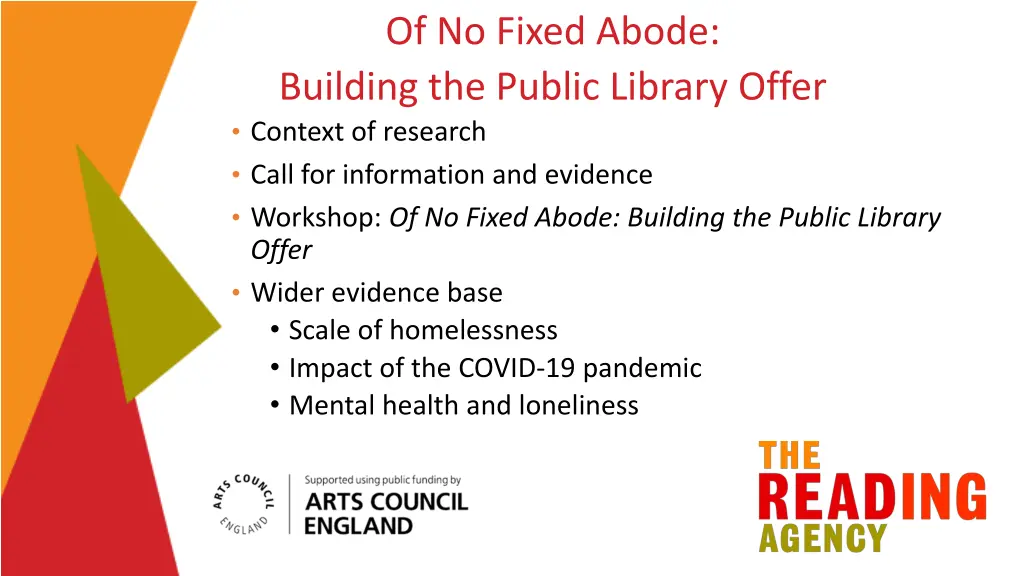 of no fixed abode building the public library