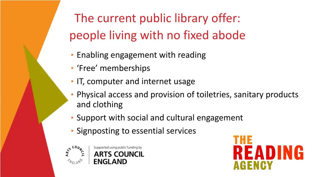 the current public library offer people living