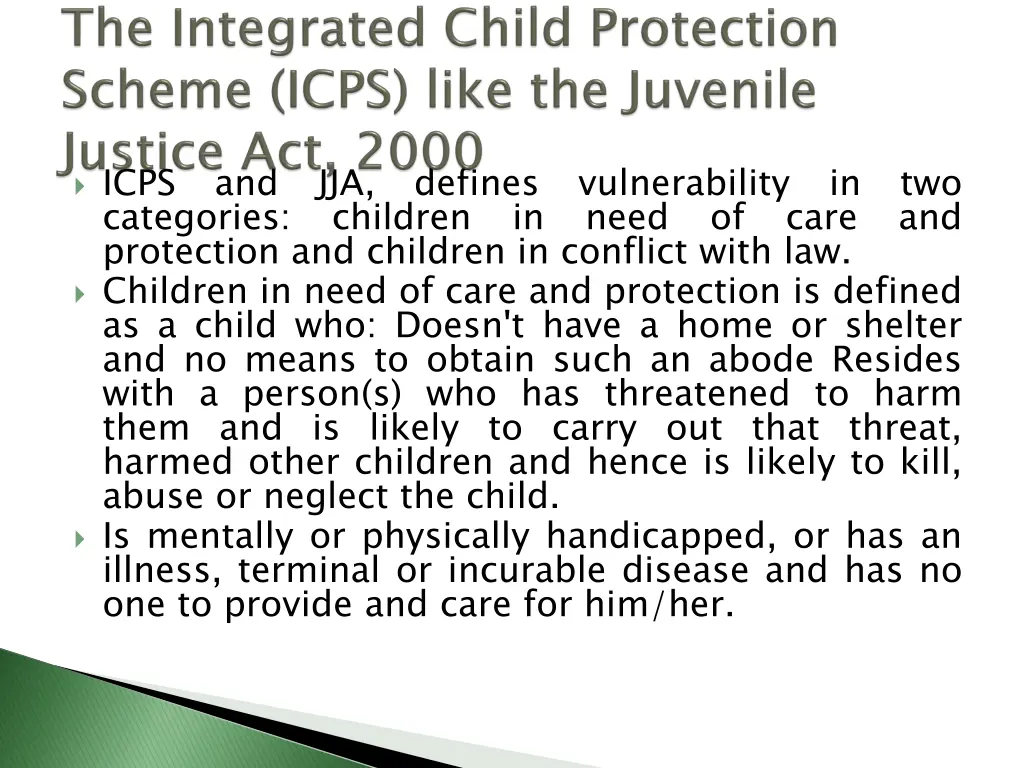 icps categories protection and children