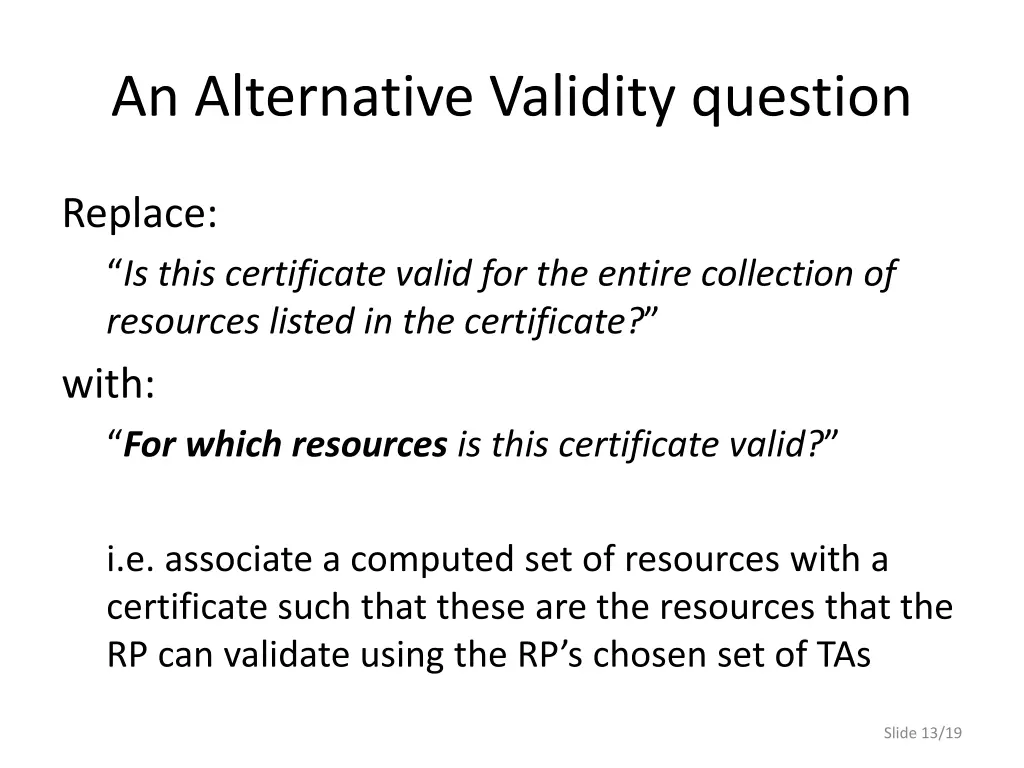 an alternative validity question