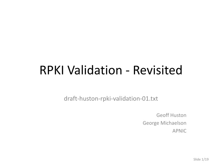 rpki validation revisited