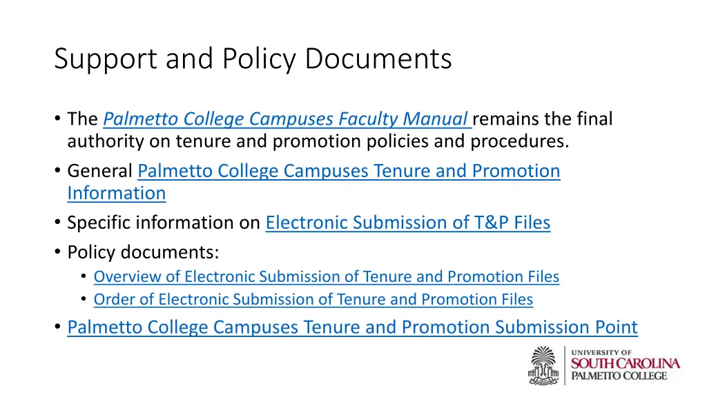 support and policy documents