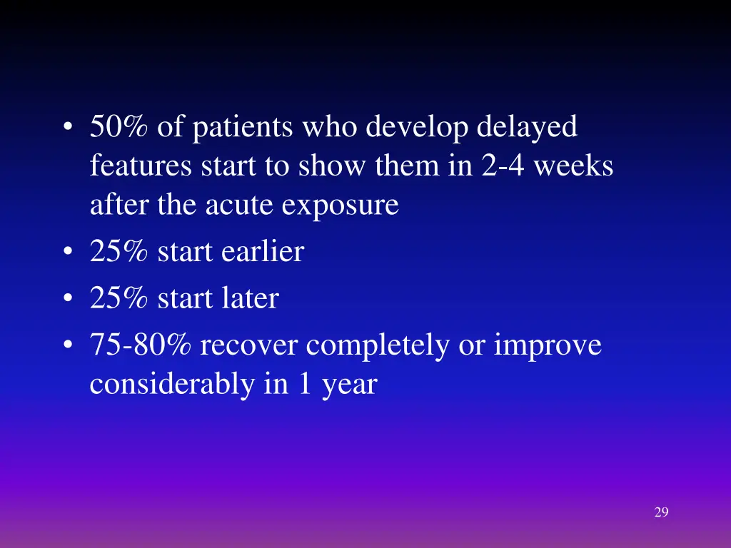 50 of patients who develop delayed features start