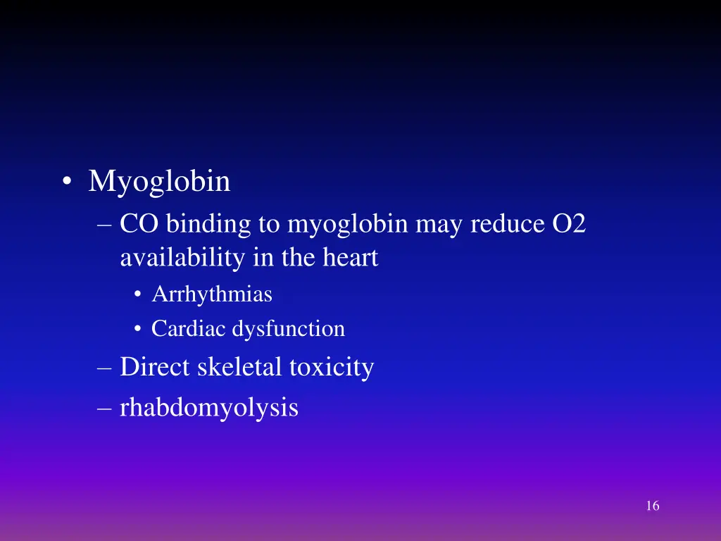 myoglobin co binding to myoglobin may reduce